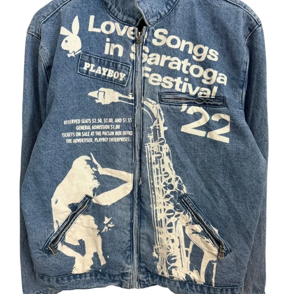Playboy Pacsun Love Songs Saratoga‎ Festival 22 Denim Harrington Work Jacket S